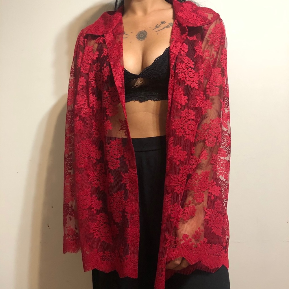 Floral Lace Button-up Shirt